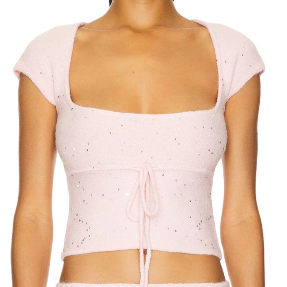 Guizio Miki Sequin Knit Top – Ballet Slipper – Size L – NWT